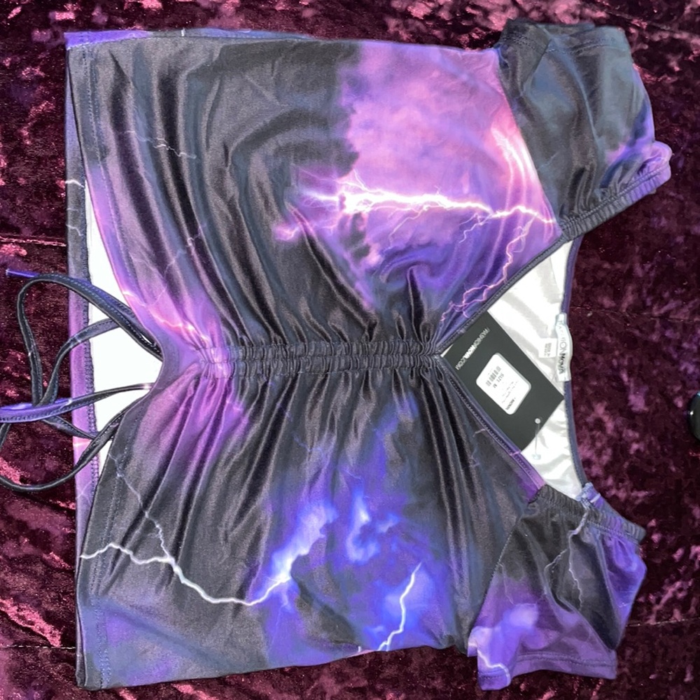 Hot As Lightening Ruched Top (purple/combo)